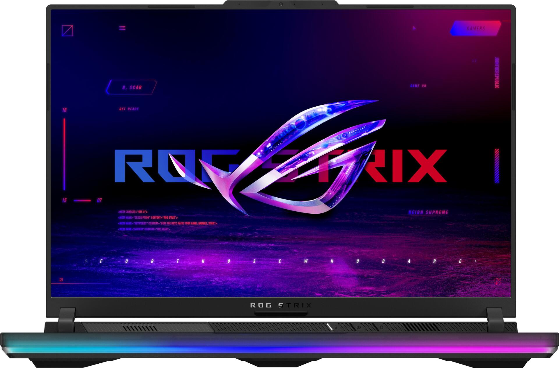 Image of ASUS ROG Strix SCAR 16 G634JYR-RA029W Intel® Core i9 i9-14900HX Laptop 40,6 cm (16) WQXGA 32 GB DDR5-SDRAM 1 TB SSD NVIDIA GeForce RTX 4090 Wi-Fi 6E (802.11ax) Windows 11 Home Schwarz (90NR0IJ2-M00140)