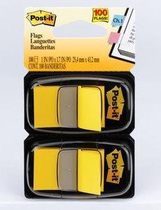 Image of 3M Post-it Index, gelb, schmal, 2 x 50 Haftstreifen Maße: 25,4 x 43,2 mm, im Einwegspender - 2 Stück (680-YW2)