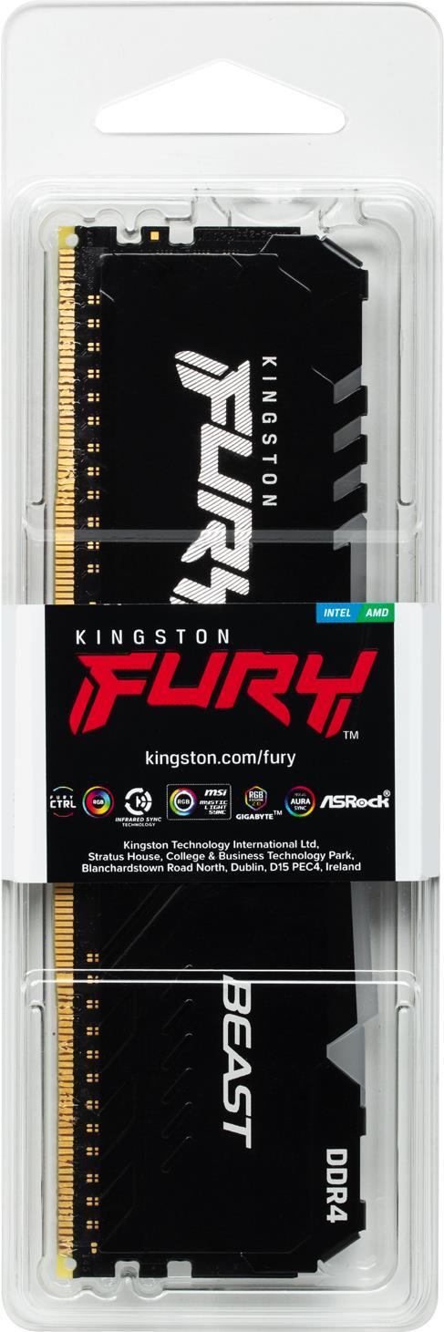 Image of Kingston FURY Beast RGB - DDR4 - Modul - 32 GB - DIMM 288-PIN - 2666 MHz / PC4-21300 - CL16 - 1.2 V - ungepuffert - non-ECC - Schwarz (KF426C16BBA/32)