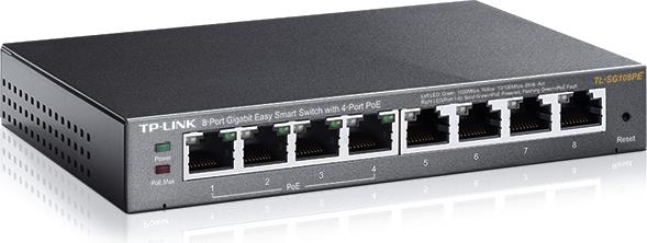 Image of TP-LINK 8-Port Gigabit Desktop PoE Easy Smart Switch, 8 Gigabit RJ45 Ports inkl. 4 PoE Ports, 55W PoE Gesamtleistung (TL-SG108PE)