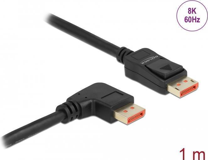 Image of Delock - DisplayPort-Kabel - DisplayPort (M) gerade zu DisplayPort (M) nach rechts abgewinkelt - DisplayPort 1.4 - 1 m - unterstützt 8K 60 Hz (7680 x 4320) - Schwarz