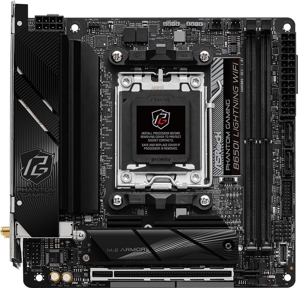 Image of Asrock B650I Lightning WiFi - AMD - Buchse AM5 - AMD Ryzen 5 7th gen - AMD Ryzen 7 7th Gen - AMD Ryzen 9 7th Gen - DDR5-SDRAM - 96 GB - DIMM (90-MXBMP0-A0UAYZ)