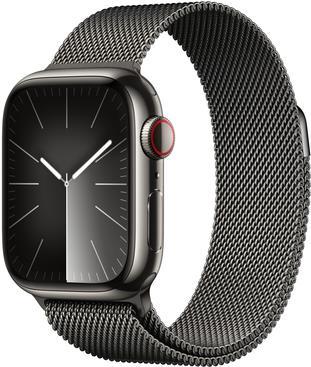 Image of APPLE Watch Series 9 GPS + Cellular 41mm Graphite Stainless Steel Case with Graphite Milanese Loop (MRJA3QF/A)