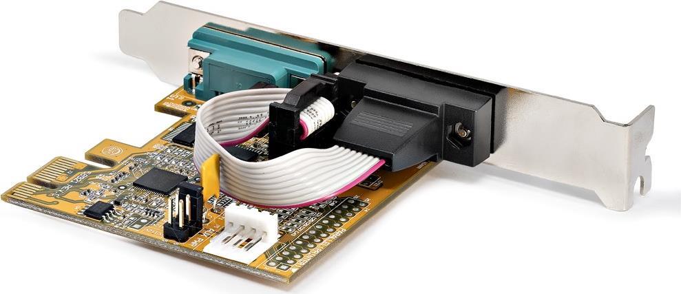 Image of StarTech.com 2-Port PCI Express Serial Card, Dual Port PCIe to RS232 (DB9) Serial Interface Card, 16C1050 UART, Standard or Low Profile Brackets, COM Retention, For Windows & Linux - PCIe to Dual DB9 Card (21050-PC-SERIAL-LP) - Serieller Adapter - PCIe 2.