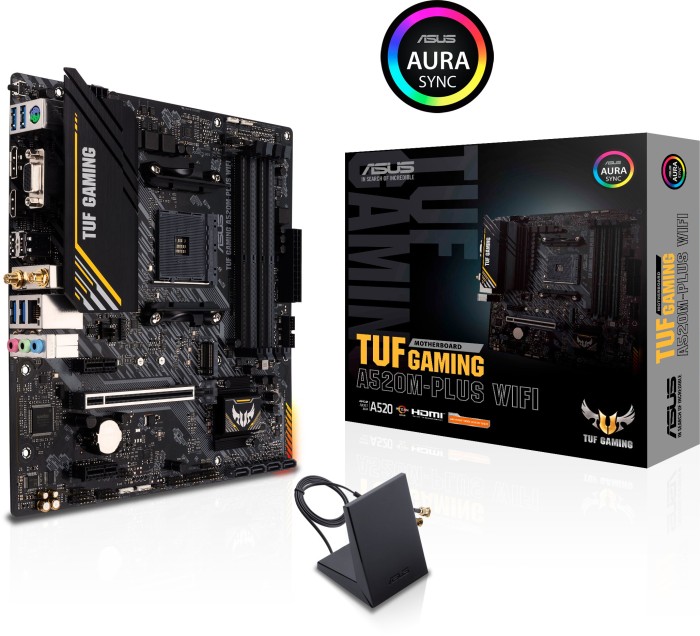 Image of ASUS TUF GAMING A520M-PLUS WIFI - Motherboard - micro ATX - Socket AM4 - AMD A520 Chipsatz - USB 3.2 Gen 1 - Bluetooth, Gigabit LAN, Wi-Fi - Onboard-Grafik (CPU erforderlich) - HD Audio (8-Kanal)