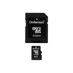 Image of Intenso - Flash-Speicherkarte (microSDHC/SD-Adapter inbegriffen) - 4GB - Class 10 - microSDHC (3413450)