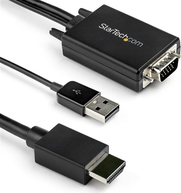 Image of StarTech.com 2 m (6.6 ft.) VGA to HDMI Adapter Cable with USB Audio - Videoschnittstellen-Converter - HDMI / VGA / USB - USB, HD-15 (VGA) (M) bis HDMI (M) - 2 m - Schwarz - aktiv, 1080p-Unterstützung, Stromversorgung + Audio über USB