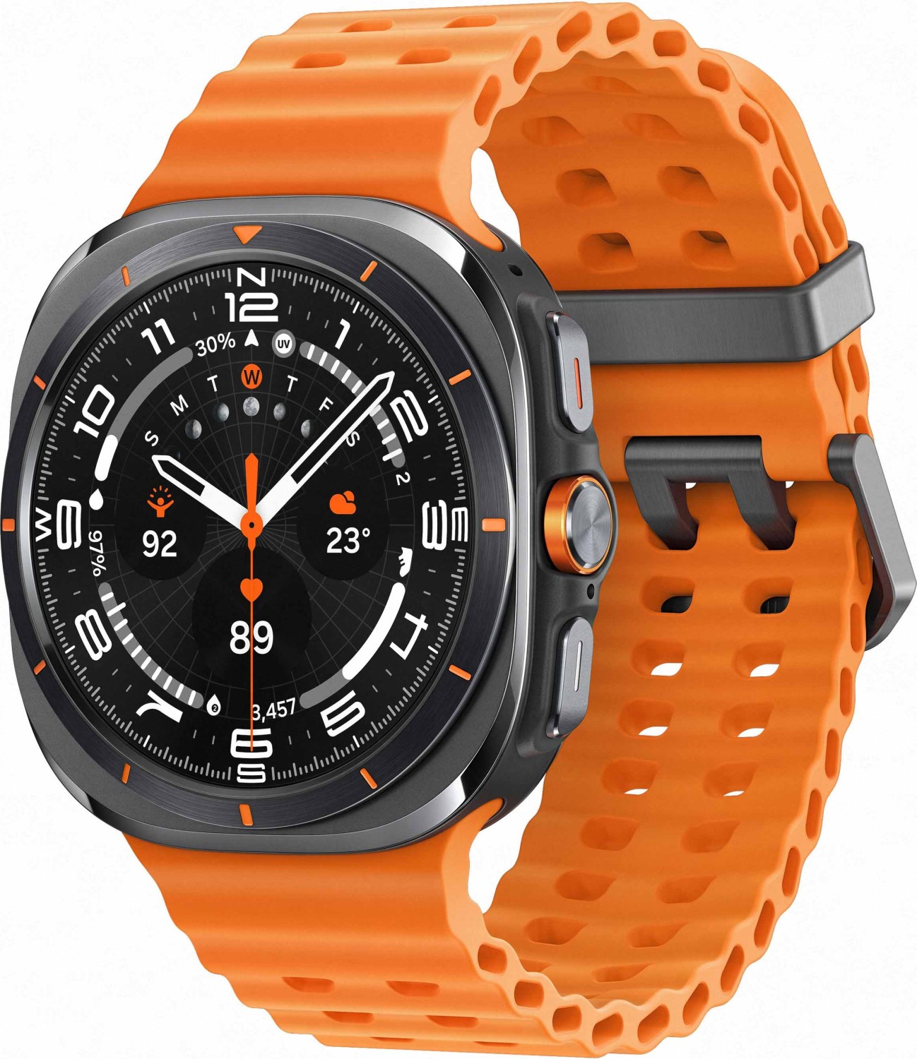 Image of Samsung Galaxy Watch Ultra - 47 mm - Titan - intelligente Uhr mit Marineband - Gummi - Orange - Bandgröße: S/M/L - Anzeige 3.8 cm (1.5) - EU-Version (SM-L705FDAAEUE)