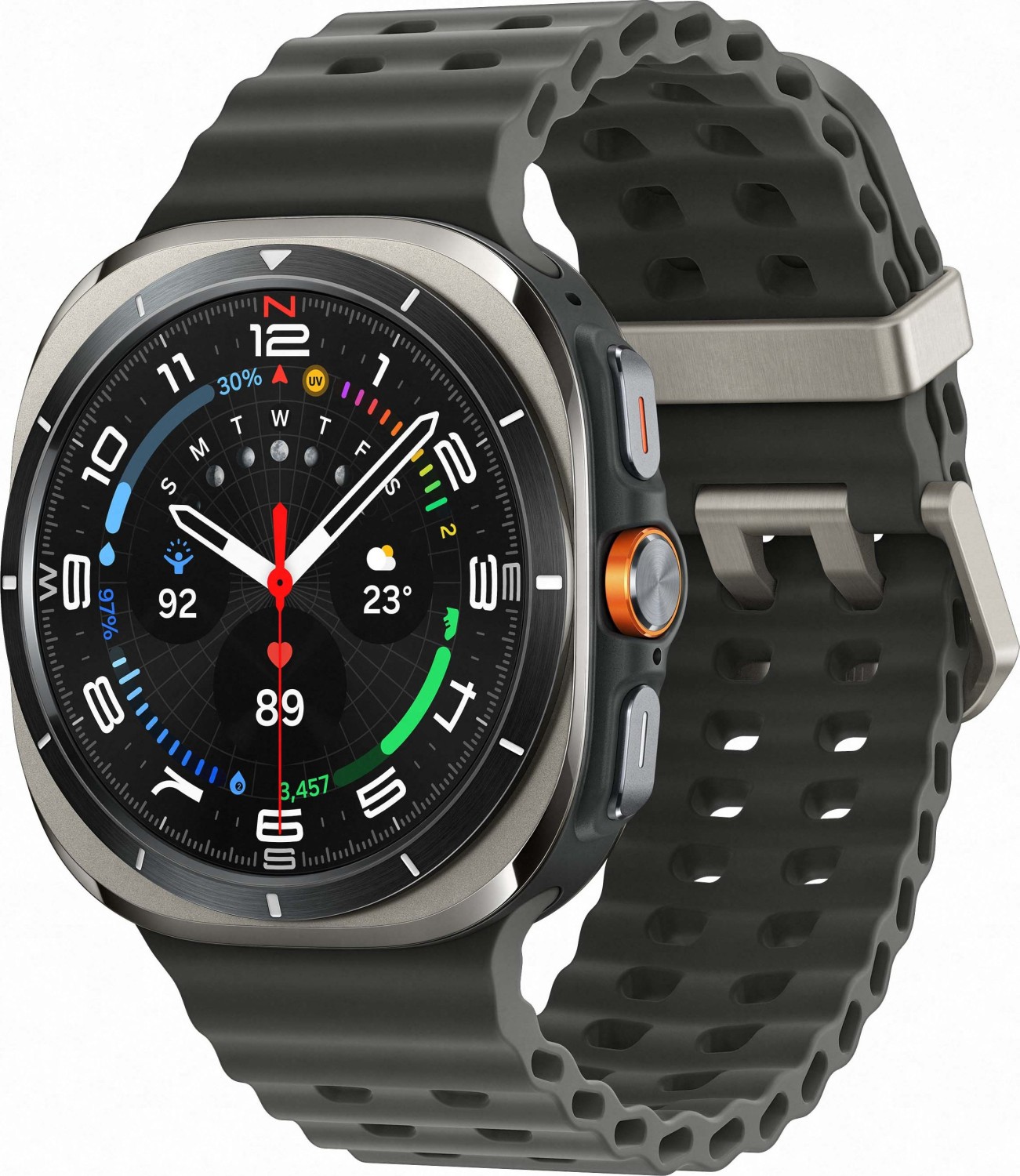 Image of Samsung Galaxy Watch Ultra - 47 mm - Titan - intelligente Uhr mit Marineband - Gummi - Dark Gray - Bandgröße: S/M/L - Anzeige 3.8 cm (1.5) (SM-L705FZTAEUE) - Sonderposten