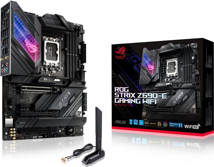 Image of ASUS ROG STRIX Z690-E GAMING WIFI - Intel - LGA 1700 - Intel® Celeron® - Intel® Core i3 - Intel Core i5 - Intel Core i7 - Intel Core i9 - Intel® Pentium®G - DDR5-SDRAM - 128 GB - DIMM (90MB18J0-M0EAY0)