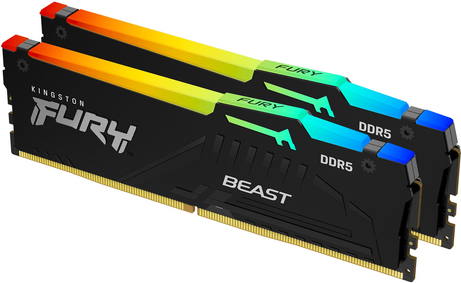 Image of Kingston FURY Beast RGB - DDR5 - Kit - 16 GB: 2 x 8 GB - DIMM 288-PIN - 5200 MHz / PC5-41600 - CL40 - 1.25 V - ungepuffert - on-die ECC (KF552C40BBAK2-16)