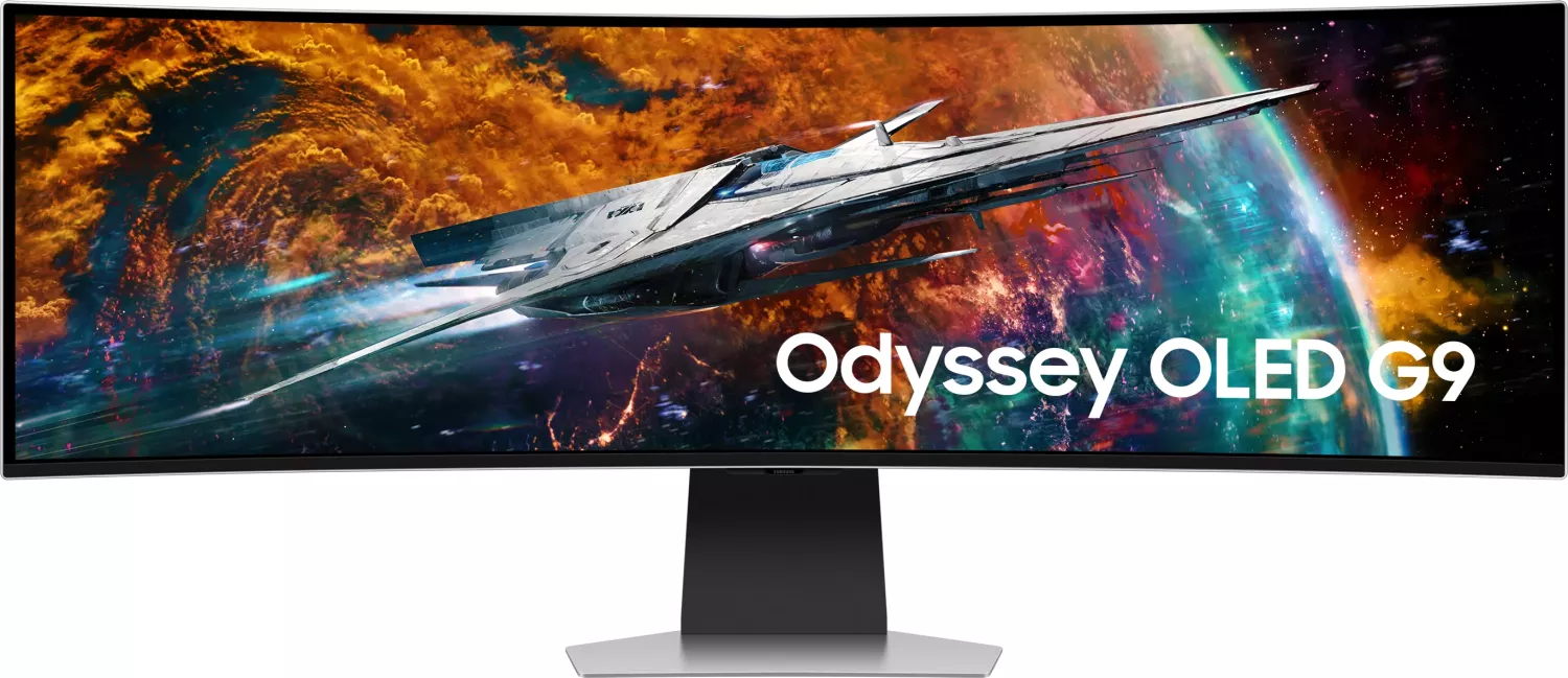 Image of Samsung Odyssey OLED G9 S49CG954SU G95SC Series OLED-Monitor Smart Gaming gebogen - 124 cm 124,50cm (49) - 5120 x 1440 UWQHD @ 240 Hz 250 cd/m² 1000000:1 DisplayHDR 400 True Black 0,03 ms 2xUSB-C Mini DisplayPort Micro HDMI Lautsprecher Silber [Energiekla