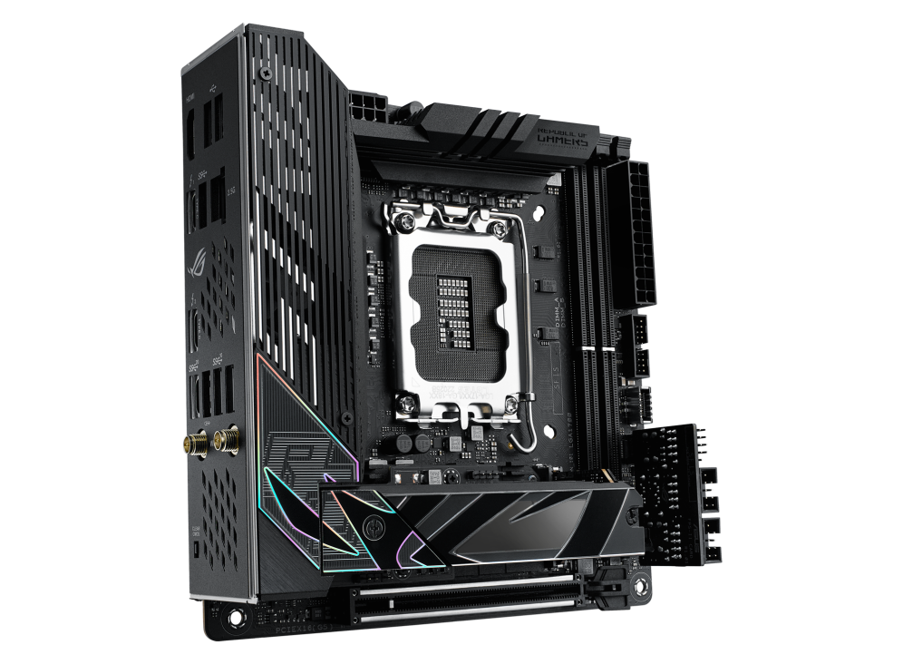 Image of ASUS ROG STRIX Z790-I GAMING WIFI - Motherboard - Mini-ITX - LGA1700-Sockel - Z790 Chipsatz - USB 3,2 Gen 1, USB 3,2 Gen 2, USB4, USB-C 3,2 Gen2, USB-C 3,2 Gen 2x2 - 2,5 Gigabit LAN, Wi-Fi, Bluetooth - Onboard-Grafik (CPU erforderlich) (90MB1CM0-M0EAY0)