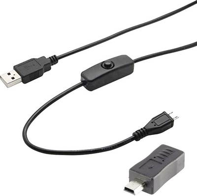 Image of Renkforce USB 2.0 Kabel [1x USB 2.0 Stecker A - 1x USB 2.0 Stecker Mini-B] 1.5 m Schwarz inkl. Ein/Aus-Schalter Renkforce (RF-4658940)