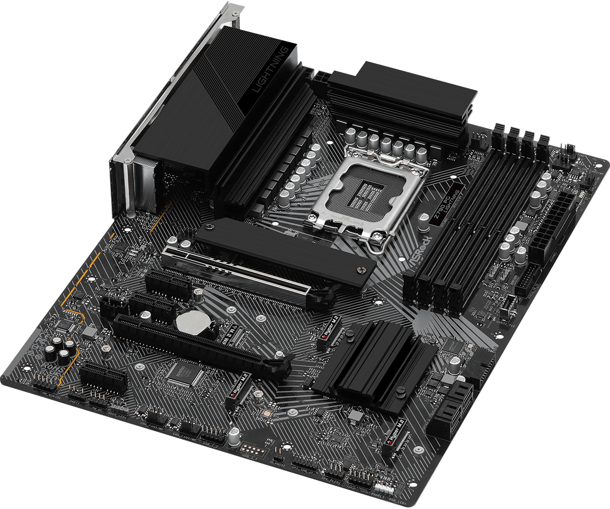 Image of ASRock Z790 PG Lightning - Motherboard - ATX - LGA1700-Sockel - Z790 Chipsatz - USB 3,2 Gen 1, USB 3,2 Gen 2, USB-C 3,2 Gen 2x2, USB-C 3,2 Gen 1 - 2,5 Gigabit LAN - Onboard-Grafik (CPU erforderlich) - HD Audio (8-Kanal) (90-MXBKA0-A0UAYZ)