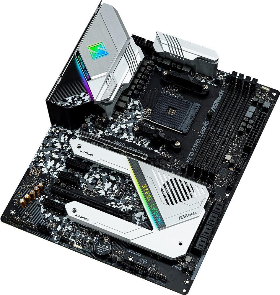 Image of ASRock X570 Steel Legend - Motherboard - ATX - Socket AM4 - AMD X570 - USB-C Gen2, USB 3,2 Gen 1, USB 3,2 Gen 2 - Gigabit LAN - Onboard-Grafik (CPU erforderlich) - HD Audio (8-Kanal) (90-MXBAR0-A0UAYZ)