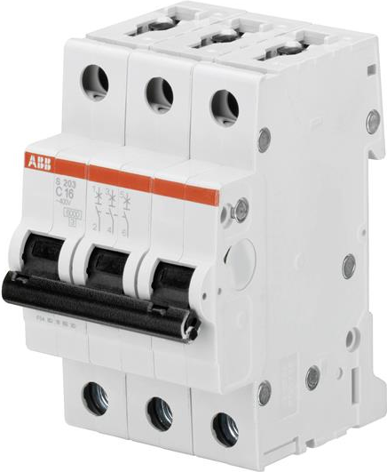 Image of ABB Sicherungsautomat 4A S203-C4 pro M comp. 3pol.6kA f.Leitungssch. S203-C4 (2CDS253001R0044)