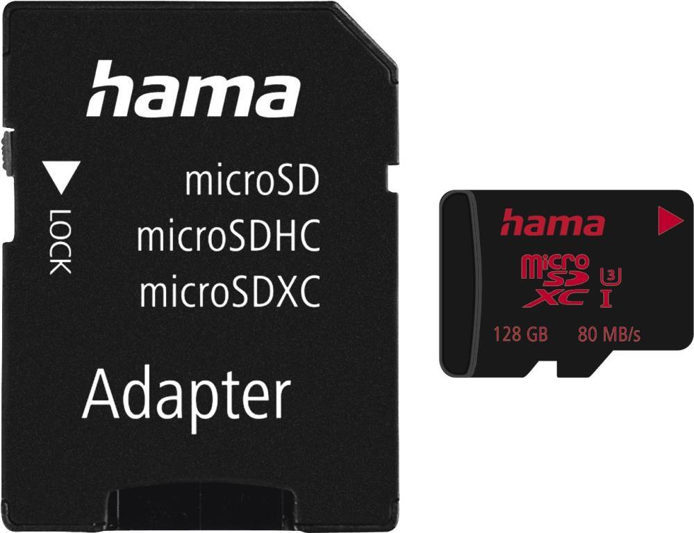 Image of Hama - Flash-Speicherkarte (microSDXC-an-SD-Adapter inbegriffen) - 128 GB - UHS Class 3 - microSDXC UHS-I