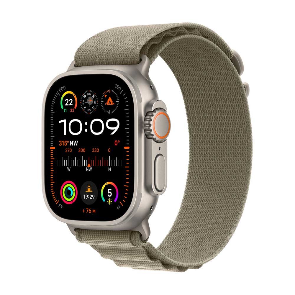 Image of AppleWatch Ultra 2 Titanium Cellular 49mm (Alpine Loop oliv) Medium (MREY3FD/A)