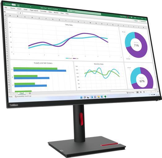 Image of Lenovo ThinkVision T32h-30 80 cm (31.5 ) 2560 x 1440 Pixel Quad HD LED Schwarz (63D3GAT1EU)