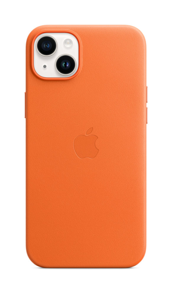 Image of APPLE iPhone 14 Plus Leather Case with MagSafe - Orange (MPPF3ZM/A)