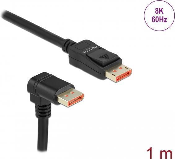 Image of Delock - DisplayPort-Kabel - DisplayPort (M) gerade bis DisplayPort (M) nach unten abgewinkelt - DisplayPort 1,4 - 1,0m - unterstützt 8K 60 Hz (7680 x 4320) - Schwarz (87050)