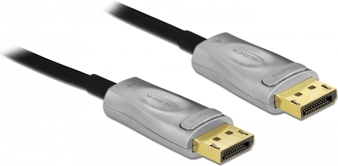 Image of DeLOCK - DisplayPort-Kabel - DisplayPort (M) bis DisplayPort (M) - DisplayPort 1,4 - 20,0m - aktiv, unterstützt 8K UHD (7680 x 4320), hauchvergoldete Kontakte - Schwarz (85887)