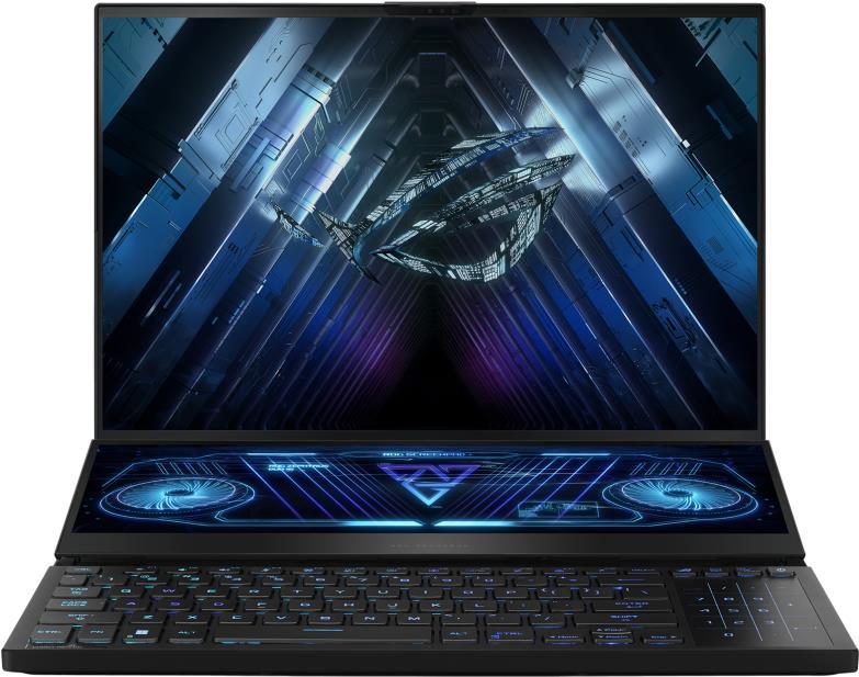 Image of ASUS ROG Zephyrus Duo 16 GX650PY-NM006W 7945HX Notebook 40,6 cm (16 ) WQXGA AMD Ryzen 9 32 GB DDR5-SDRAM 2000 GB SSD NVIDIA GeForce RTX 4090 Wi-Fi 6E (802.11ax) Windows 11 Home Schwarz (90NR0BI1-M00080)