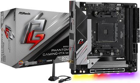 Image of ASRock B550 Phantom Gaming-ITX/ax - Motherboard - Mini-ITX - Socket AM4 - AMD B550 - USB-C Gen2, USB 3.2 Gen 1, USB 3.2 Gen 2 - 2.5 Gigabit LAN, Wi-Fi, Bluetooth - Onboard-Grafik (CPU erforderlich) - HD Audio (8-Kanal)