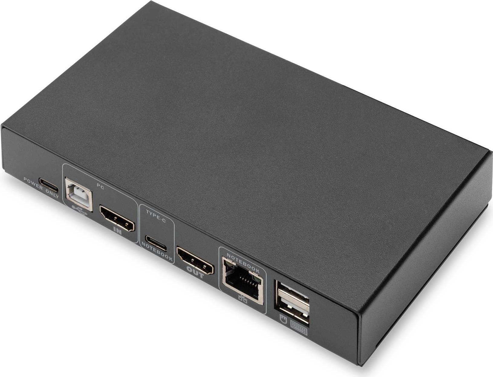 Image of DIGITUS DS-12901 - KVM-/Audio-/USB-Switch - 4k30hz, usb-c/usb/hdmi in, hdmi out, network - Desktop