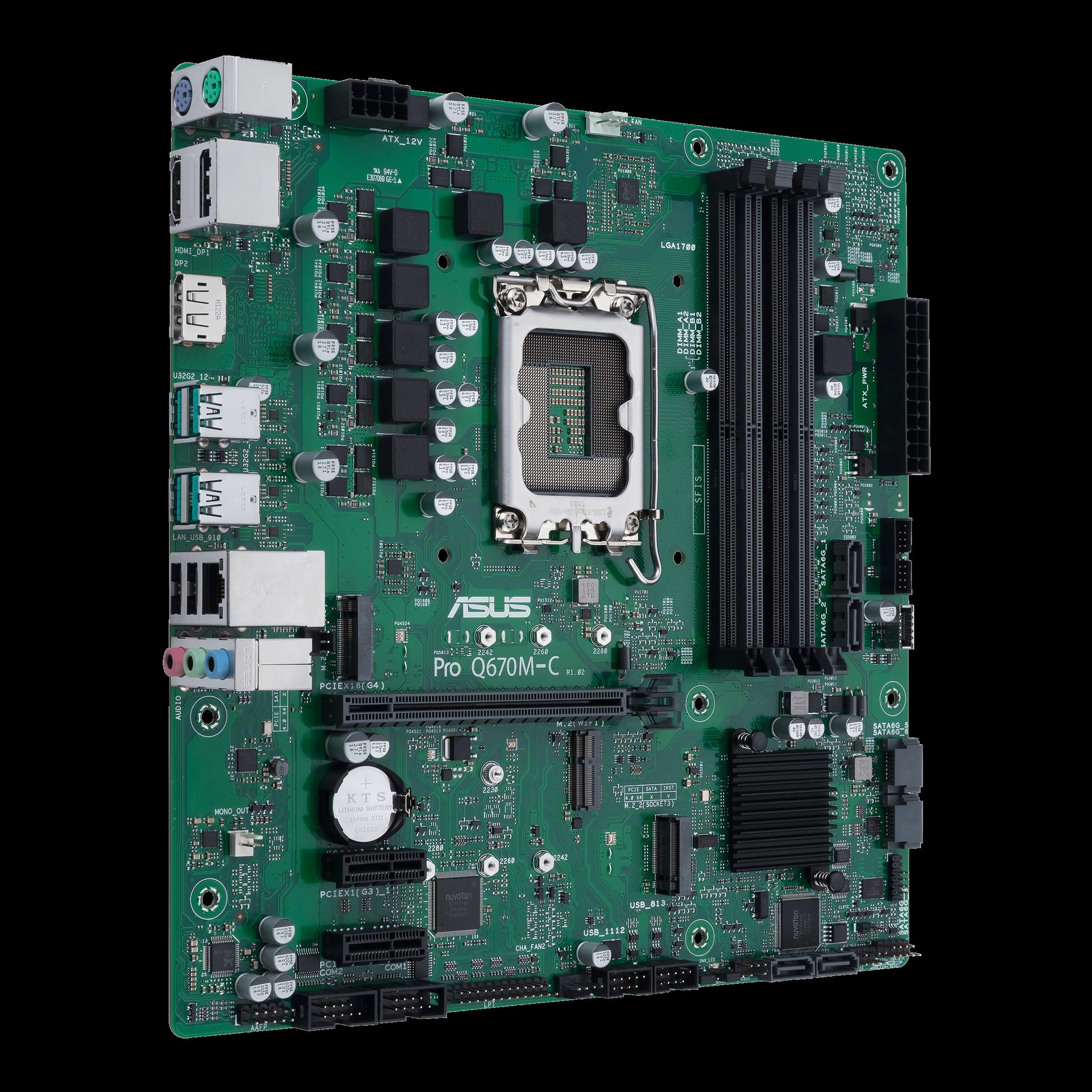 Image of ASUS Pro Q670M-C-CSM - Motherboard - micro ATX - LGA1700-Sockel - Q670 Chipsatz - USB-C Gen1, USB 3.2 Gen 1, USB 3.2 Gen 2 - Gigabit LAN - Onboard-Grafik (CPU erforderlich) - HD Audio (8-Kanal)