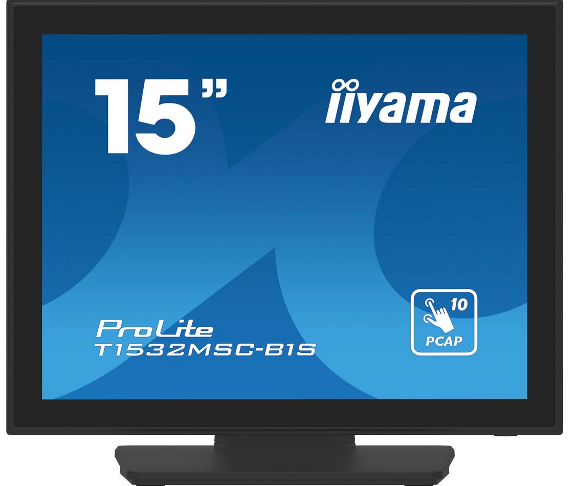 Image of iiyama 38,10cm (15) PCAP Bezel Free Front, 10P Touch, 1024x768, Speakers, VGA, DisplayPort, HDMI,330cd/m2 (with touch), USB Interface, Built-In Power Adapter, Multitouch with supported OS (T1532MSC-B1S)