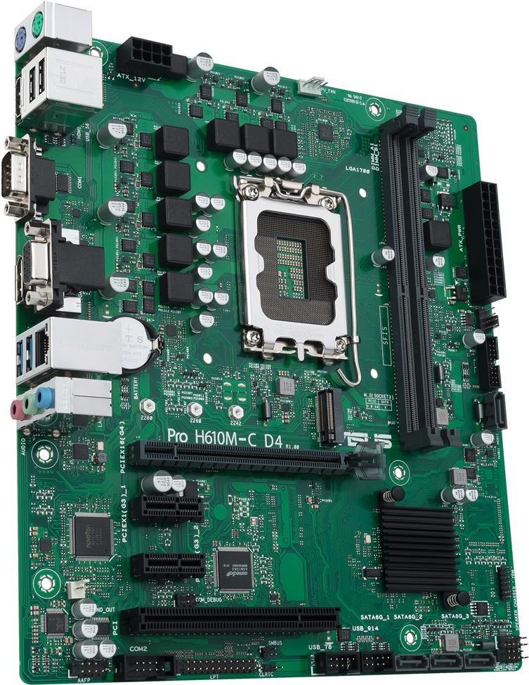 Image of ASUS PRO H610M-C D4-CSM - Motherboard - micro ATX - LGA1700-Sockel - H610 Chipsatz - USB 3.2 Gen 1 - Gigabit LAN - Onboard-Grafik (CPU erforderlich) - HD Audio (8-Kanal)