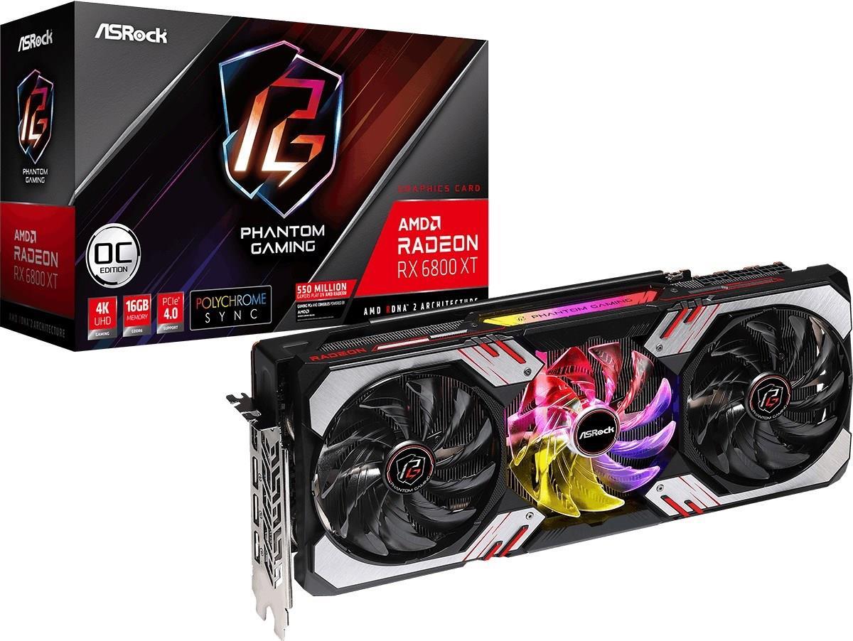 Image of ASRock Phantom Gaming Radeon RX 6800 XT 16GB OC - Grafikkarten - Radeon RX 6800 XT - 16GB GDDR6 - PCIe 4,0 x16 - HDMI, 3 x DisplayPort (90-GA48ZZ-00UANF)