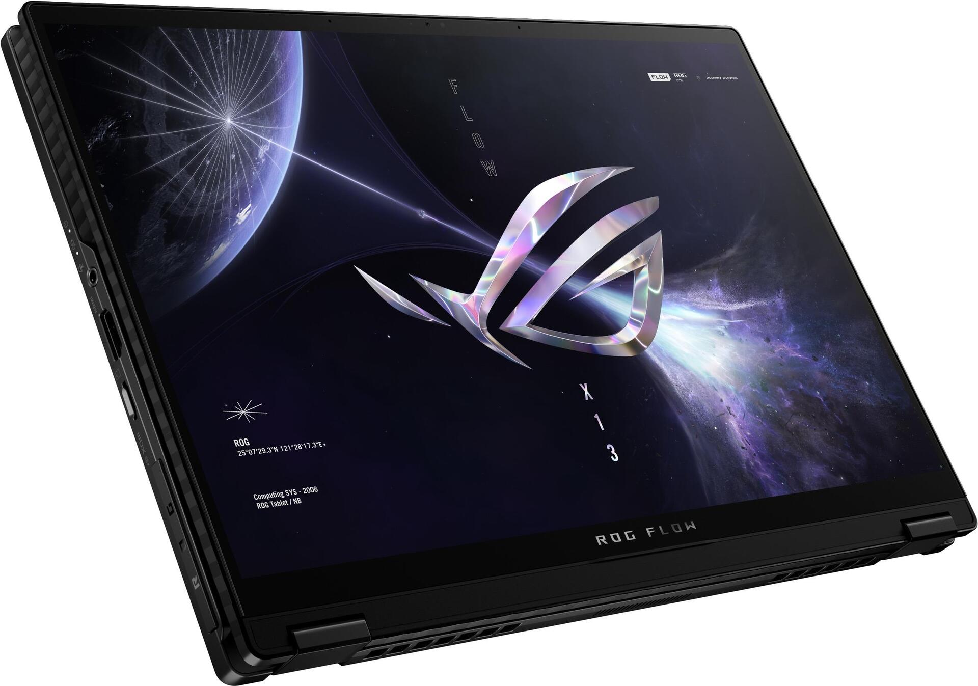 Image of ASUS ROG Flow X13 GV302XI-MU008W. Produkttyp: Hybrid (2-in-1), Formfaktor: Convertible (Ordner). Prozessorfamilie: AMD Ryzen 9, Prozessor: 7940HS, Prozessor-Taktfrequenz: 4 GHz. Bildschirmdiagonale: 34 cm (13.4), HD-Typ: WQXGA, Display-Auflösung: 2560 x 