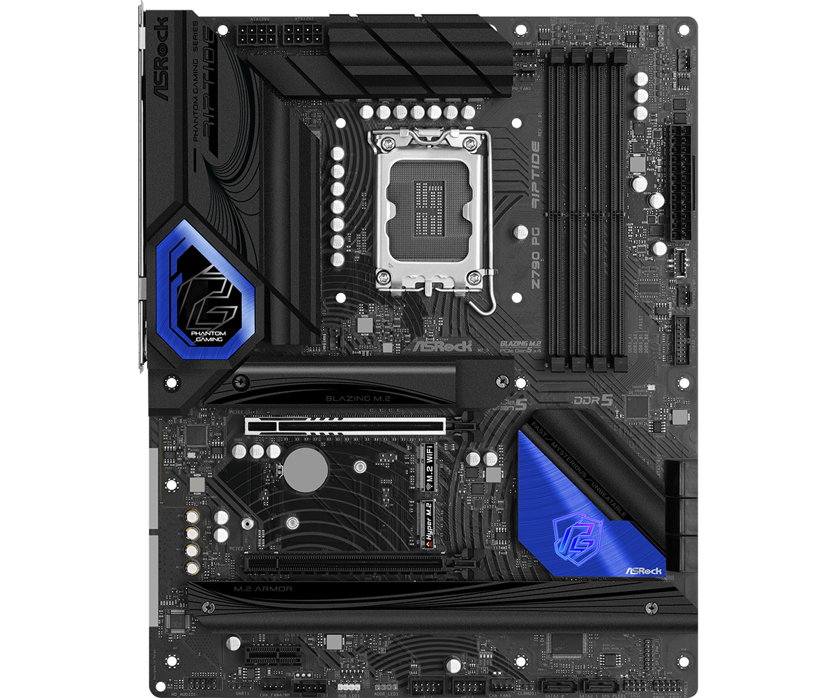 Image of ASRock Z790 PG Riptide - Motherboard - ATX - LGA1700-Sockel - Z790 Chipsatz - USB 3,2 Gen 1, USB 3,2 Gen 2, USB-C 3,2 Gen 2x2, USB-C 3,2 Gen 1 - 2,5 Gigabit LAN - Onboard-Grafik (CPU erforderlich) - High Definition Audio (7,1-channel) (90-MXBJX0-A0UAYZ)