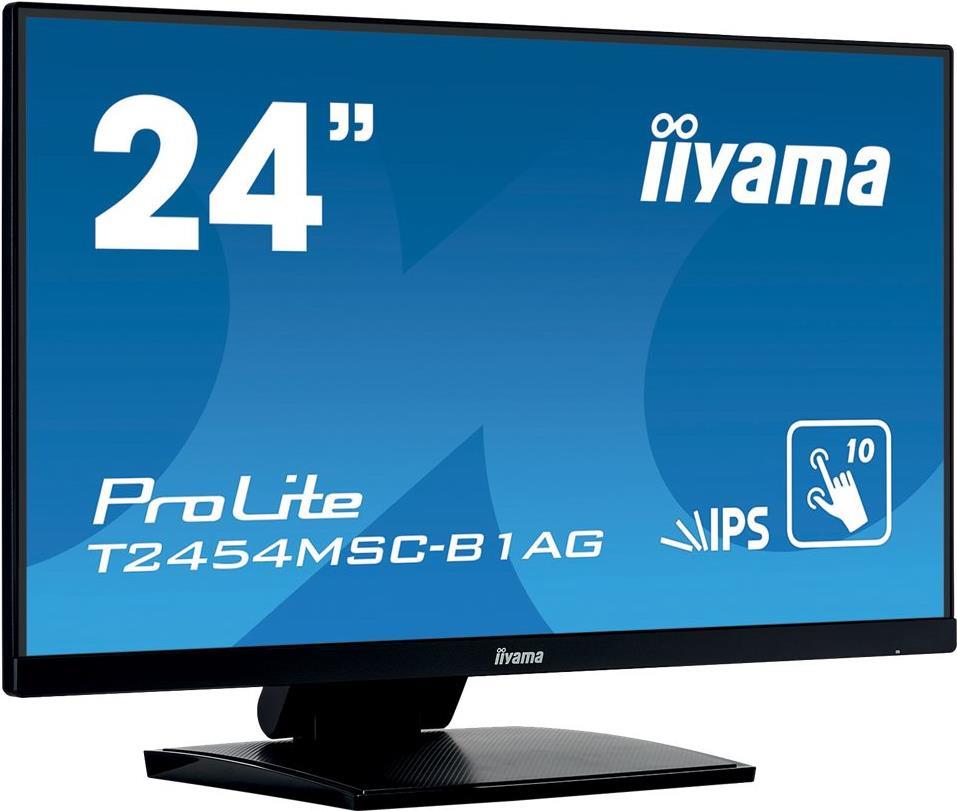 Image of iiyama ProLite T2454MSC-B1AG 23.8 Full HD Touch IPS Display schwarz 60.5cm (23.8), 1920 x 1080 IPS kapazitive 10 Punkt Touch Technologie, 4 ms, VGA, HDMI, Lautsprecher, VESA 100 mm, höhenverstellbar, neigbar (19kWh/1000h, 60cm), antiGlare beschichtetes Gl