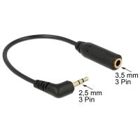 Image of DeLOCK - Audio-Adapter - Stereostecker für Sub-Mini Telefon 2,5 mm (M) - bis - Mini-Phone Stereo 3,5 mm (W) - 17,5 cm - Schwarz - 90° links abgewinkelter Anschluss (65672)