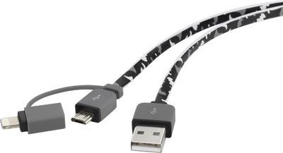 Image of Renkforce USB-Kabel USB 2.0 USB-A Stecker, USB-Micro-B Stecker, Apple Lightning Stecker 20.00 cm Camouflage hochflexibel, vergoldete Steckkontakte, Halogenfrei (RF-4145364)
