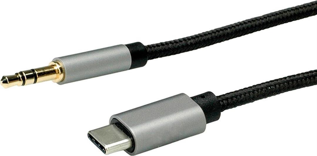 Image of ROLINE 12.03.3216 Handykabel Schwarz - Grau 0,8 m USB C 3.5mm (12.03.3216)