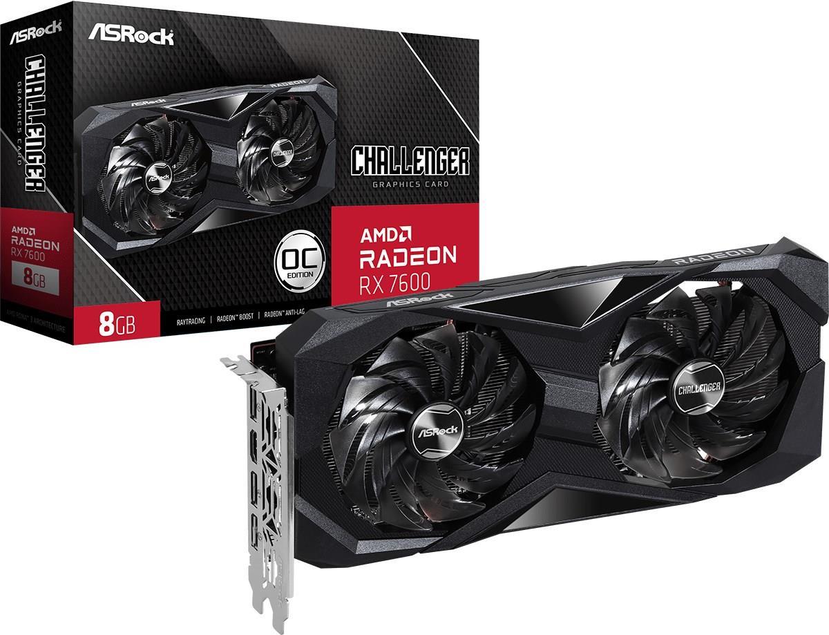 Image of ASRock Challenger Radeon RX 7600 8GB OC - Grafikkarten - Radeon RX 7600 - 8GB GDDR6 - PCIe 4,0 x8 - HDMI, 3 x DisplayPort - Box (90-GA41ZZ-00UANF)