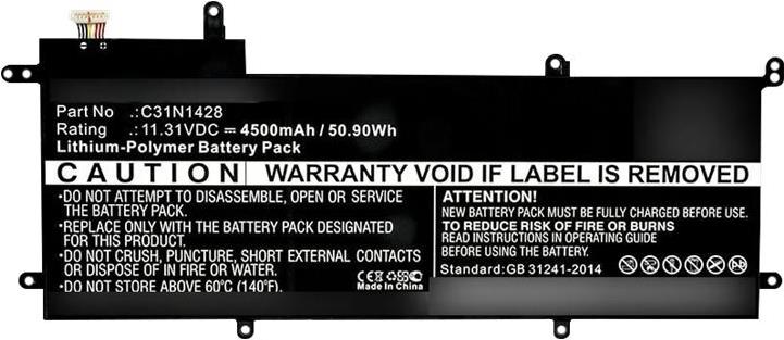 Image of MicroBattery - Laptop-Batterie Lithium-Polymer 4500 mAh 50.9 Wh - Schwarz - für ASUS ZENBOOK UX305LA (C31N1428)