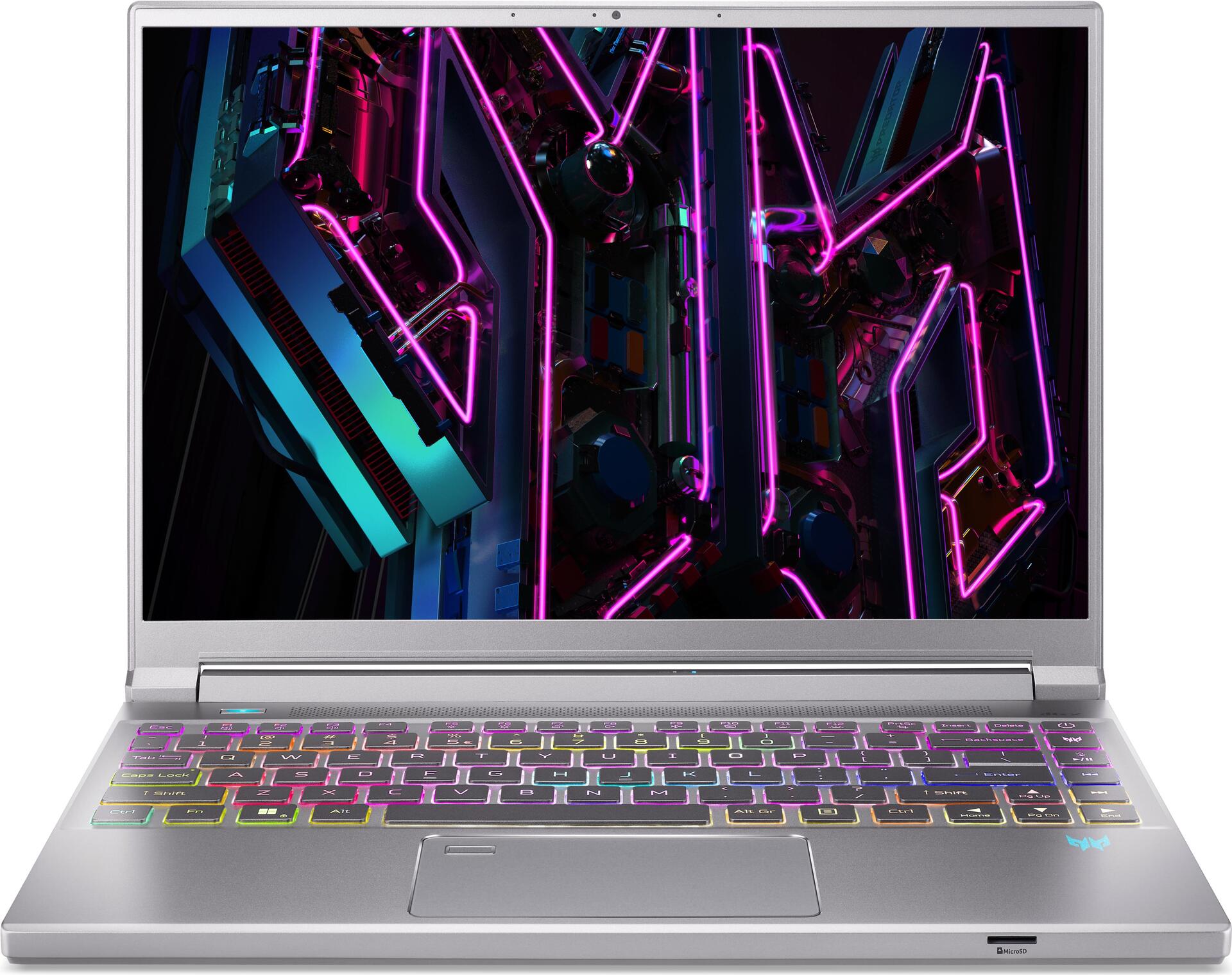 Image of Acer Predator Triton 14 PT14-51 - Intel Core i7 13700H - Win 11 Home - GeForce RTX 4070 - 32 GB RAM - 512 GB SSD - 35.6 cm (14) IPS 2560 x 1600 (WQXGA) @ 250 Hz - 802.11a/b/g/n/ac/ax (Wi-Fi 6E) - glitzernd silberfarben - kbd: Deutsch (NH.QLQEG.009)