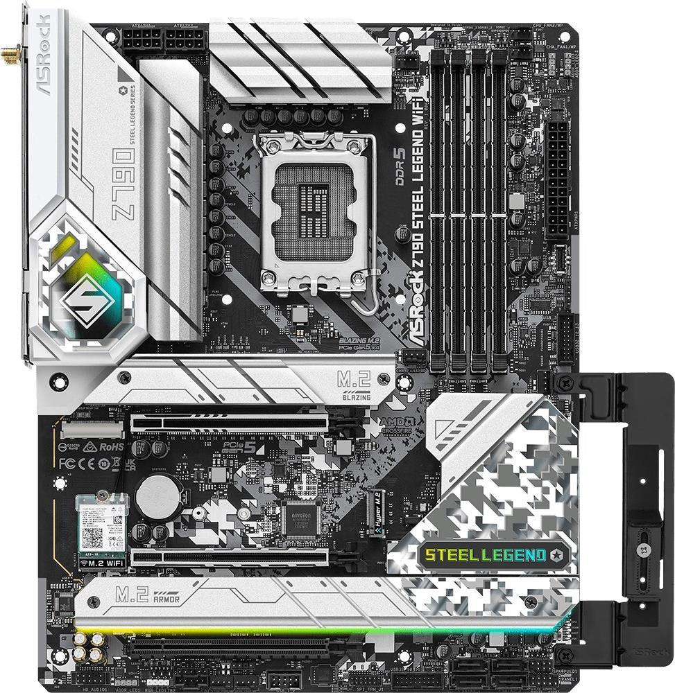 Image of ASRock Z790 Steel Legend WiFi - Motherboard - ATX - LGA1700-Sockel - Z790 Chipsatz - USB 3,2 Gen 1, USB 3,2 Gen 2, USB-C 3,2 Gen2, USB-C 3,2 Gen 2x2 - Bluetooth, 2,5 Gigabit LAN, Wi-Fi - Onboard-Grafik (CPU erforderlich) - HD Audio (8-Kanal) (90-MXBKD0-A0