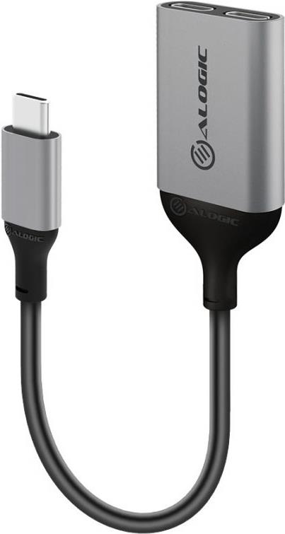 Image of ALOGIC Ultra Series Charging Combo Adapter - USB-Adapter - 24 pin USB-C (M) zu 24 pin USB-C (W) - 10 cm - Stromversorgung + Audio über USB, unterstützt Power Delivery 3.0 - Schwarz, Space-grau (UL2CAPW-SGR)