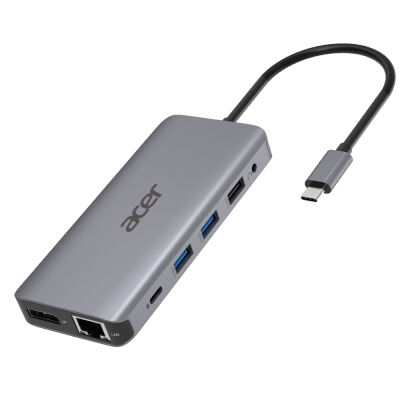 Image of Acer 12in1 Type C dongle 2 x USB3.2, 2 x USB2.0, 1x SD/TF, 2 x HDMI, 1 x PD, 1 x DP, 1 x RJ45, 1 x 3.5 Audio