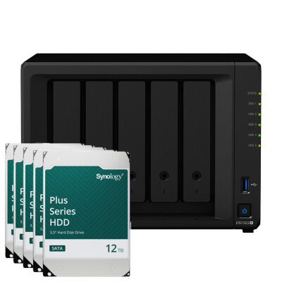 Image of Synology DS1522+ 60TB Plus HDD NAS-Bundle NAS inkl. 5x 12TB Synology Plus HDD 3.5 Zoll SATA Festplatte