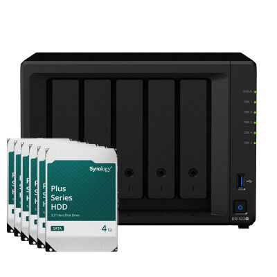 Image of Synology DS1522+ 20TB Plus HDD NAS-Bundle NAS inkl. 5x 4TB Synology Plus HDD 3.5 Zoll SATA Festplatte
