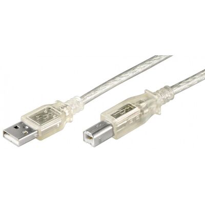 Image of Goobay USB 2.0 Hi-Speed Kabel 1,8 m, Transparent USB 2.0-Stecker (Typ A) > USB 2.0-Stecker (Typ B)