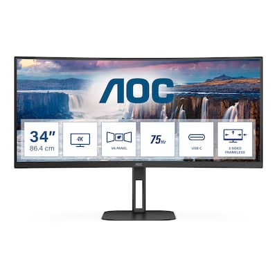 Image of AOC CU34V5C Curved Monitor - WQHD, Höhenverstellung, USB-C